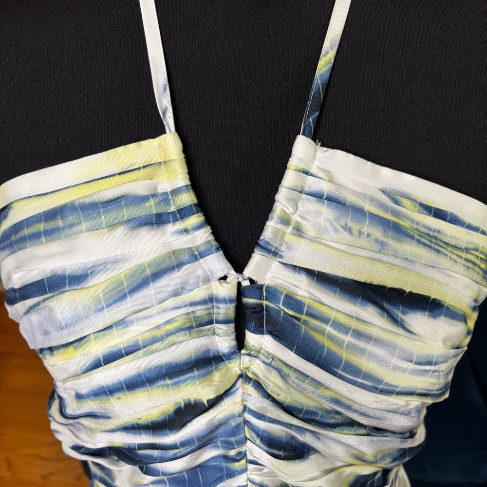 DKNY Blue, White & Yellow Halter Maxi Dress - Picture 4 of 5